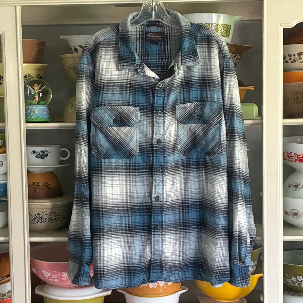 Pendleton Burnside Doublebrushed Blue And White P… - image 2